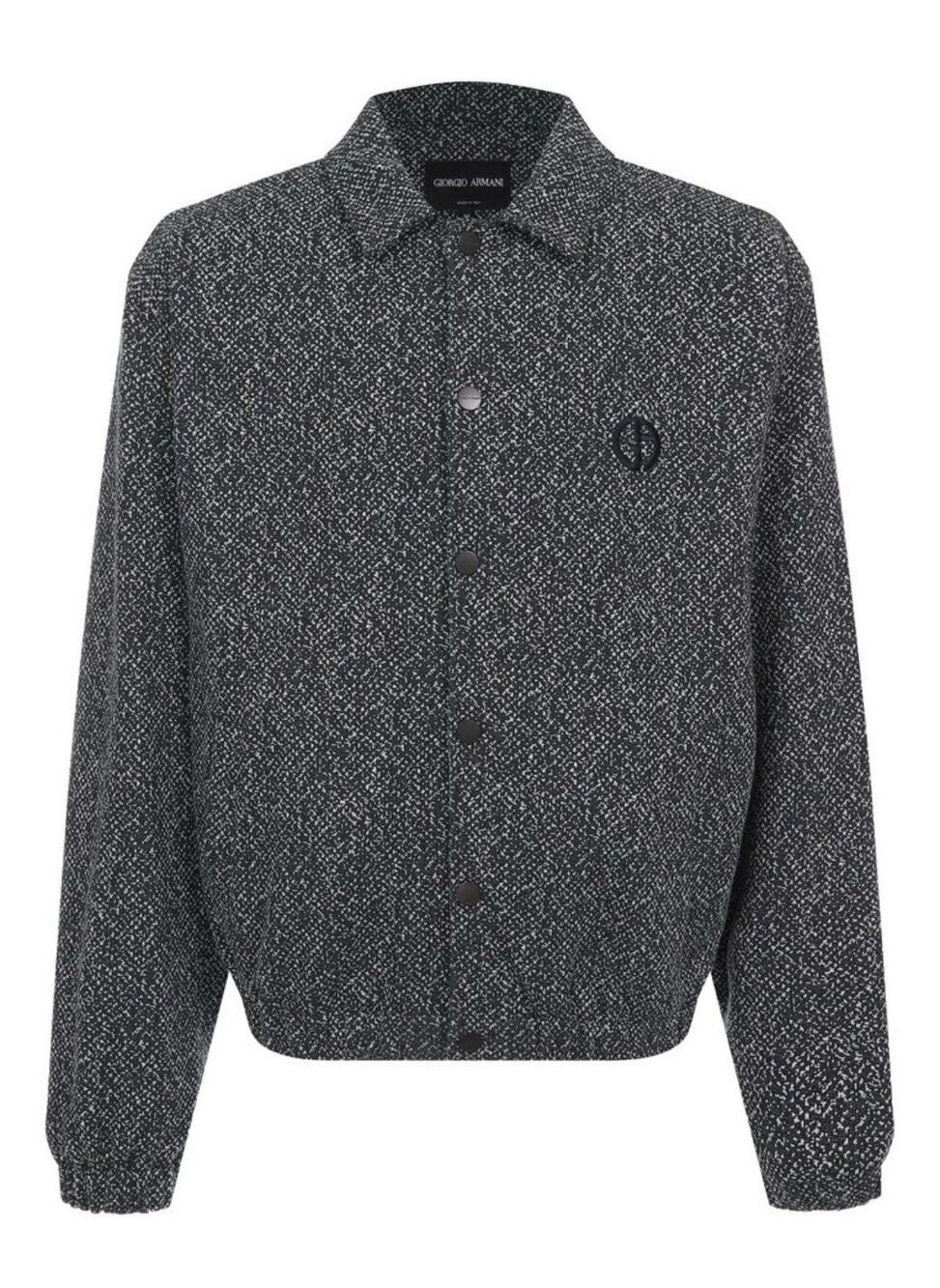 NWT Giorgio Armani Cashmere Blend Boucle Blouson GA Logo Jacket 52EU/L $2595.00